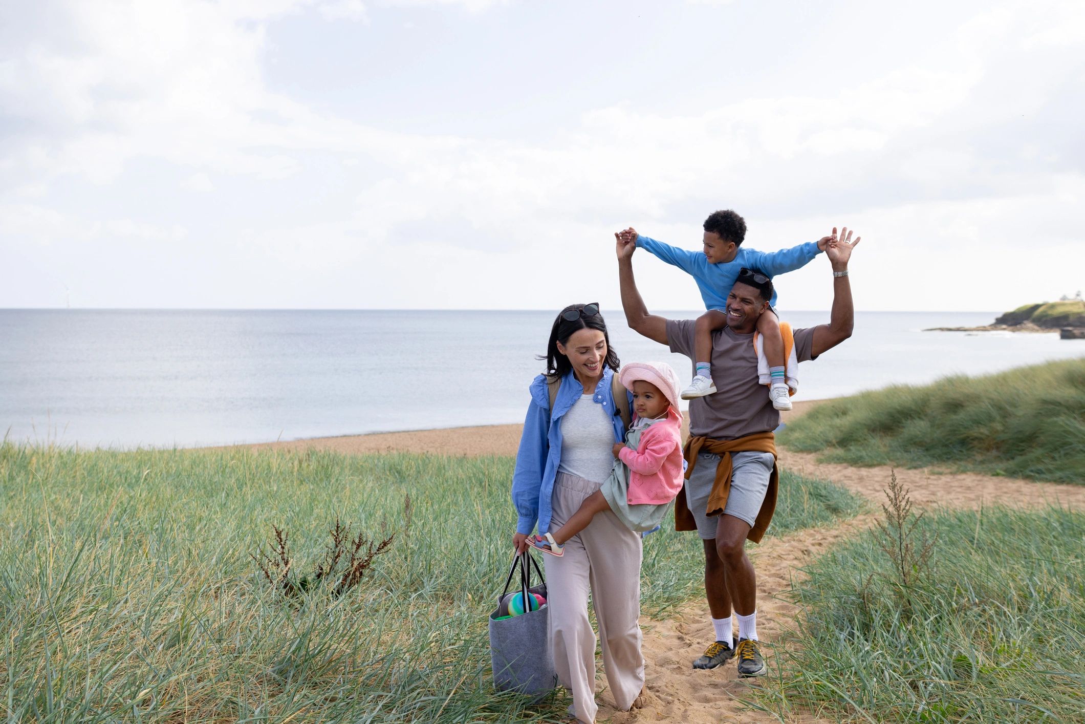 Family walking outdoors together