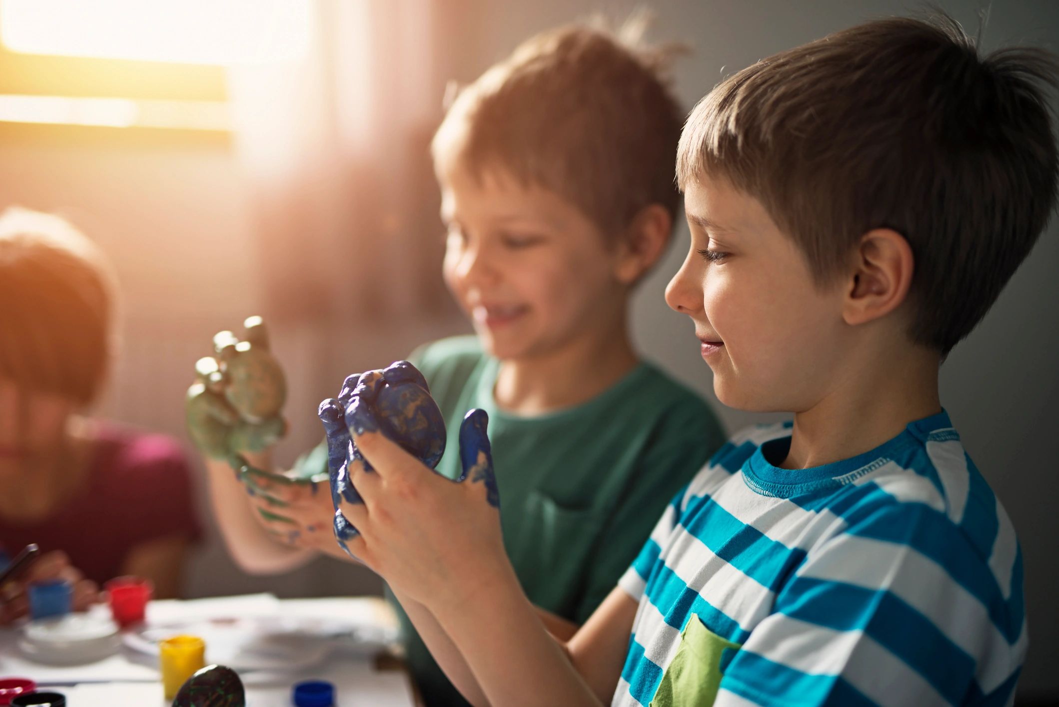 Children doing arts and crafts together